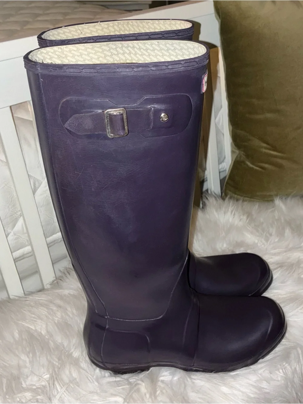 Original Hunter Tall Rubber Boots in Deep Purple Sz 8